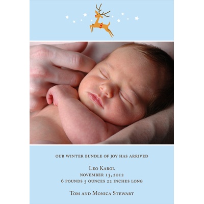 Baby Reindeer -- Boy Winter Birth Announcement