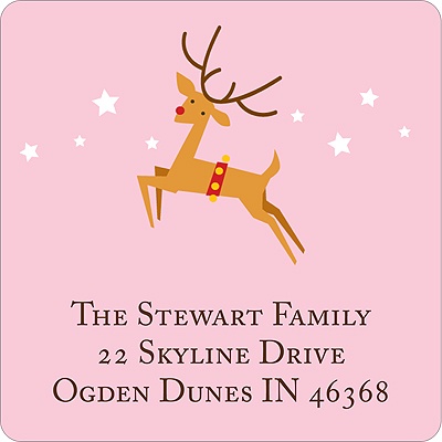 Baby Reindeer -- Pink Address Label