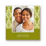 Diamond Damask in Green -- Holiday Photo Cards