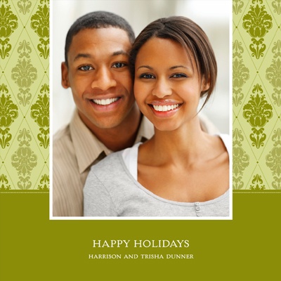 Diamond Damask -- Green Christmas Photo Card Diamond Damask -- Green Christmas Photo Card