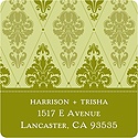 Diamond Damask -- Green Address Label