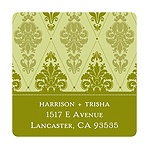 Diamond Damask -- Green Address Label