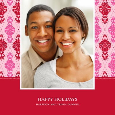 Diamond Damask in Pink -- Christmas Photo Cards