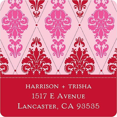 Diamond Damask -- Pink Address Label