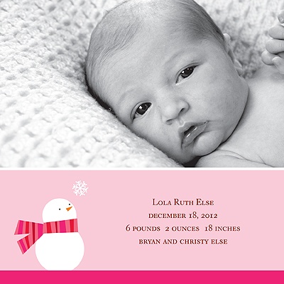Cozy Birth -- Girl Winter Birth Announcement