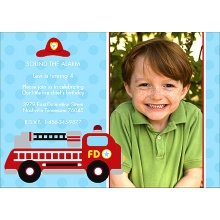 Fire Truck Fun -- Birthday Invitation