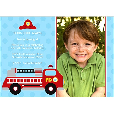 Fire Truck Fun -- Birthday Invitation