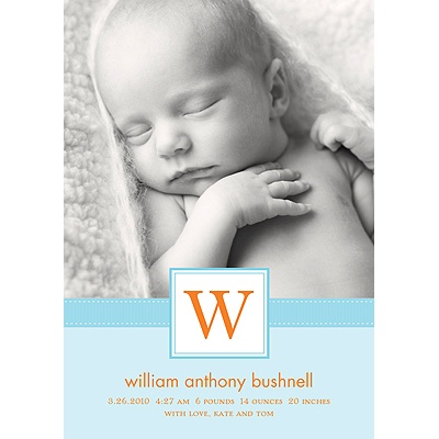 Tied with Love -- Blue Photo Birth Announcement