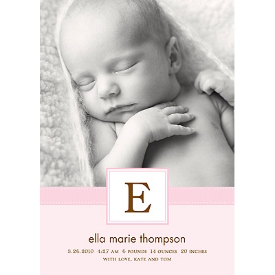 Tied with Love -- Pink Photo Birth Announcement