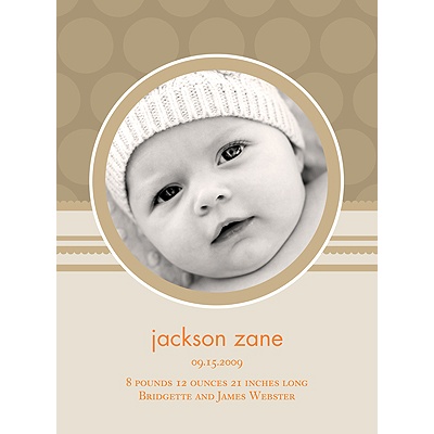 Soft Circles -- Tan Photo Birth Announcements