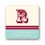 Simple Monogram -- Aqua Address Label