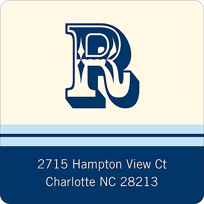 Simple Monogram -- Blue Address Label