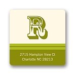 Simple Monogram -- Green Address Label