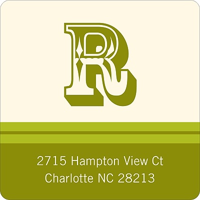 Simple Monogram -- Green Address Label