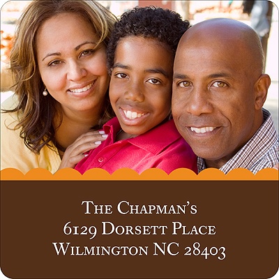 Scalloped -- Brown Photo Address Label