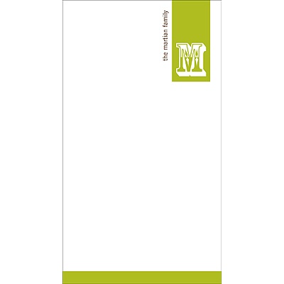 Simple Monogram -- Green Personalized Note Card
