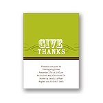 Simple Thanks -- Green Thanksgiving Invitation