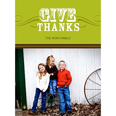 Simple Thanks -- Green Photo Thanksgiving Card