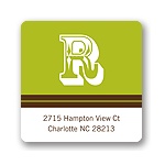 Simple Monogram -- Green Address Label