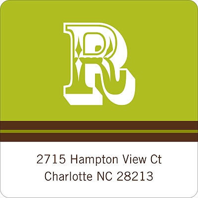 Simple Monogram -- Green Address Label