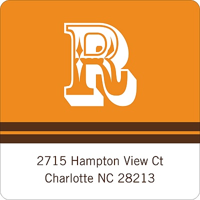 Simple Monogram -- Orange Address Label