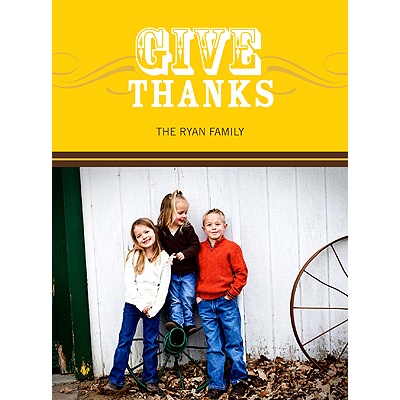 Simple Thanks -- Yellow Photo Thanksgiving Card