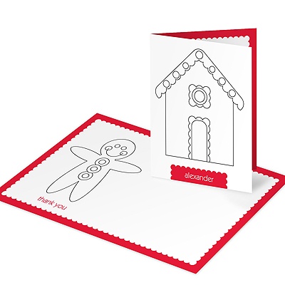 Gingerbread House Greetings -- Coloring Thank You Cards