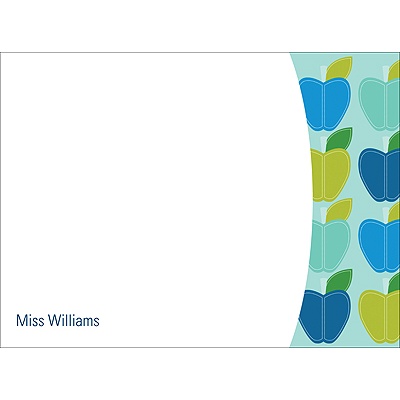 Mod Apples -- Blue Personalized Note Card