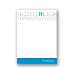 Alphabet Hello -- Blue Personalized Note Card