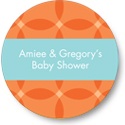 Circle Overlays in Orange -- Baby Shower Favor Stickers