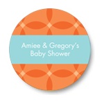 Circle Overlays in Orange -- Baby Shower Favor Stickers