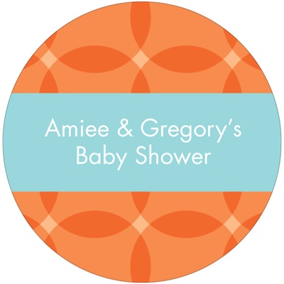 Circle Overlays in Orange -- Baby Shower Favor Stickers