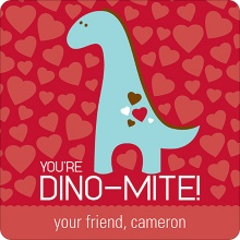 Dino-Mite -- Valentine's Day Personalized Stickers