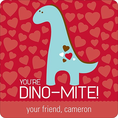 Dino-Mite -- Valentine's Day Gift Tag Sticker