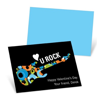 U Rock in Blue --  Valentine's Day Cards for Kids