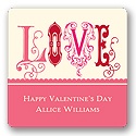 Fancy Love -- Pink Valentine's Day Gift Tag Sticker