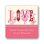 Fancy Love in Pink -- Valentine's Day Personalized Stickers