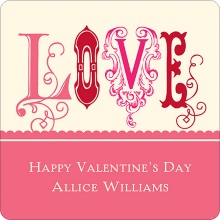 Fancy Love in Pink -- Valentine's Day Personalized Stickers