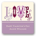 Fancy Love -- Purple Valentine's Day Gift Tag Sticker