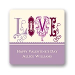 Fancy Love in Purple -- Valentine's Day Personalized Stickers
