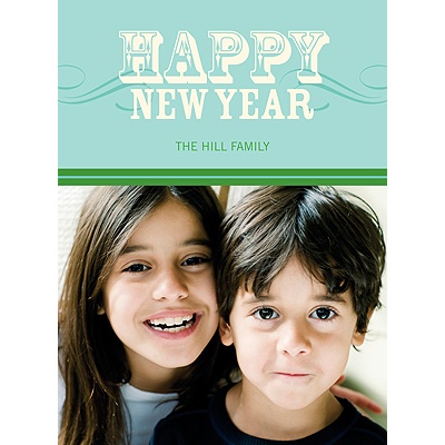 Simply Happy -- Aqua Happy New Year Card