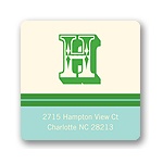 Simple Monogram -- Aqua Address Label