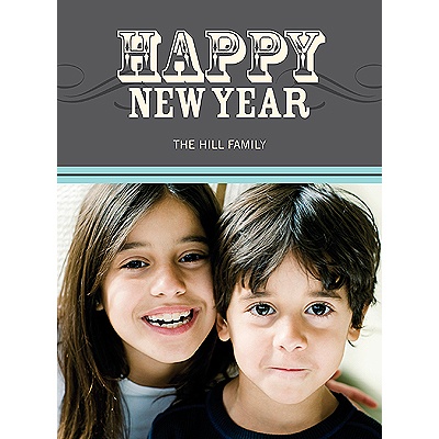 Simply Happy -- Gray Happy New Year Card