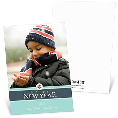 Solid Greetings -- Aqua Happy New Year Card