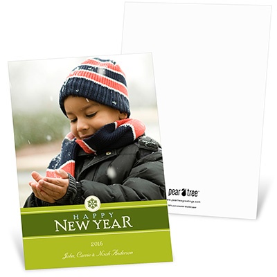 Solid Greetings -- Green Happy New Year Card