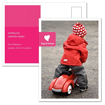 Hugs & Kisses -- Vertical Photo Valentine's Day Postcard