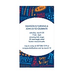 Doodles of Fun -- Blue Birthday Invitation