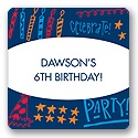 Doodles of Fun in Blue -- Kids Birthday Favor Stickers