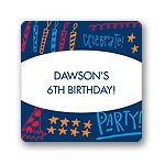 Doodles of Fun in Blue -- Kids Birthday Favor Stickers