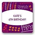 Doodles of Fun in Purple -- Kids Birthday Favor Stickers